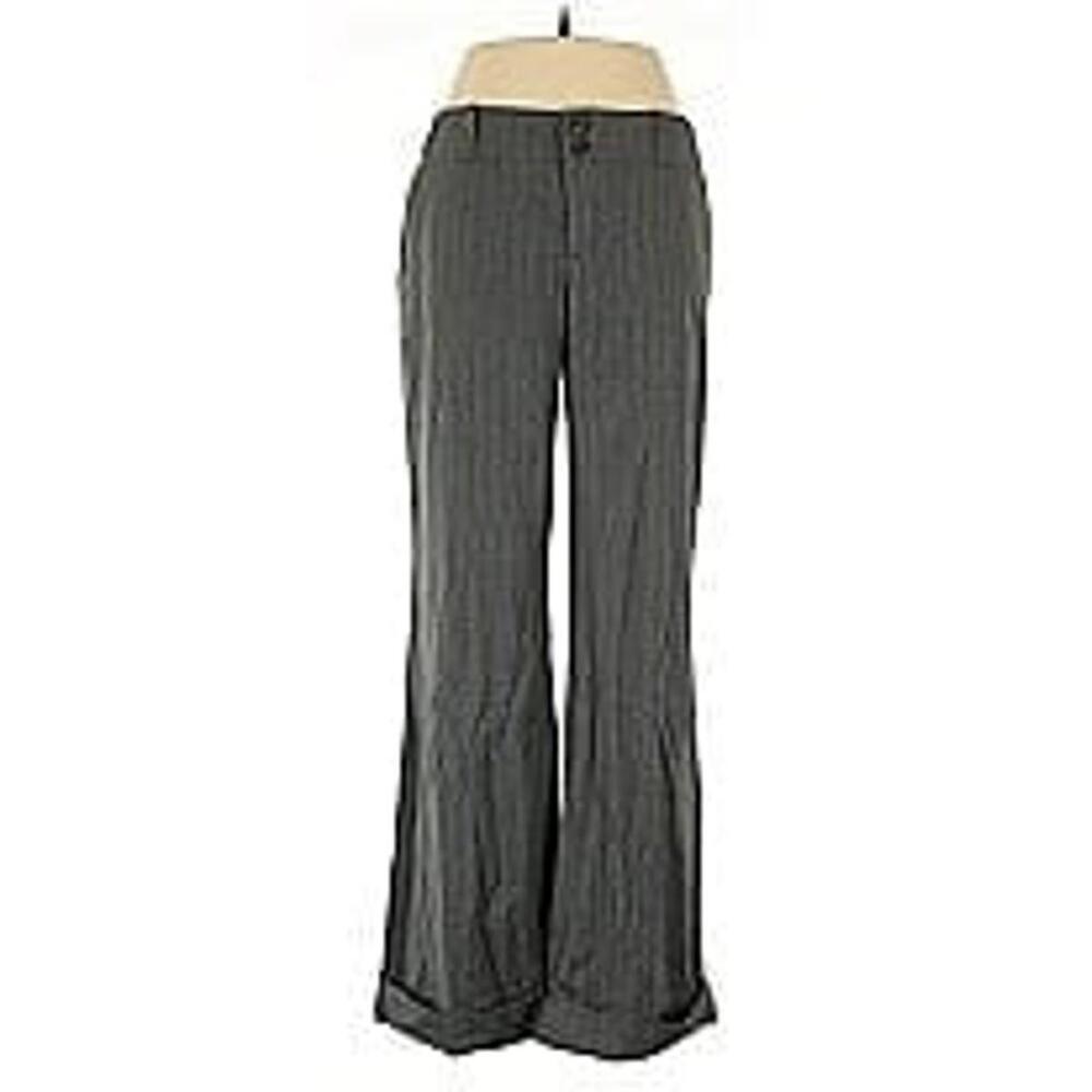 OLD NAVY Dress Pants Wide Leg Cuffed Gray Chevron/Herringbone Size 6